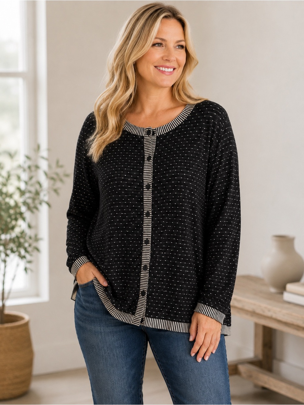 Alembika Polka Dot Cardigan Size Medium